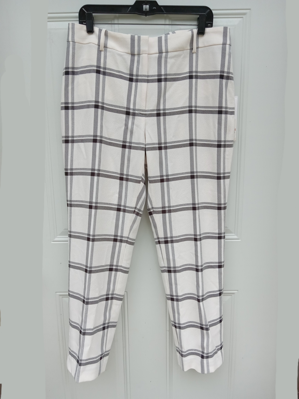 Calvin Klein White & Black Plaid Dress Pants Slim Fit Size 12